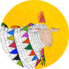 Label verjaardagsschaap, roze hoedje