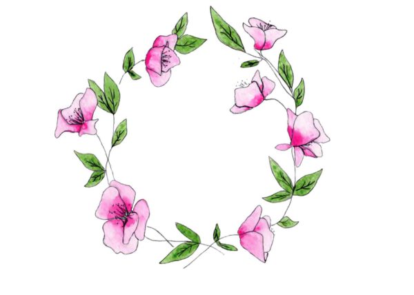 Bloemenkrans met roze bloemetjes