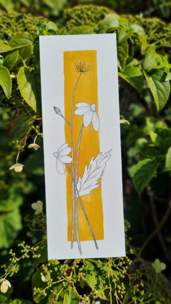Boekenlegger, bloemen, geel - Image 2