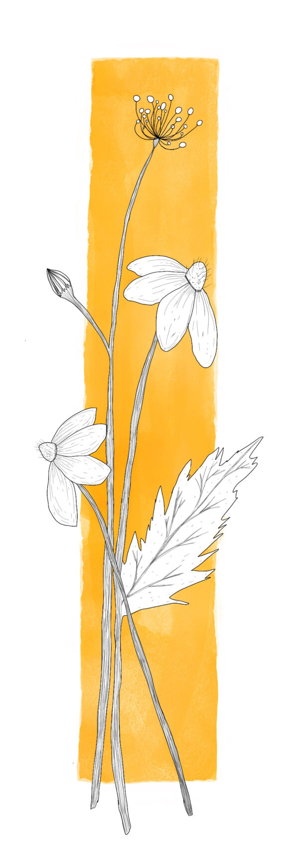 Boekenlegger bloemen, geel